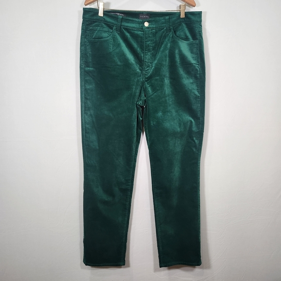 Talbots Green Straight Leg Pants Luxurious Velvet - Picture 1 of 8